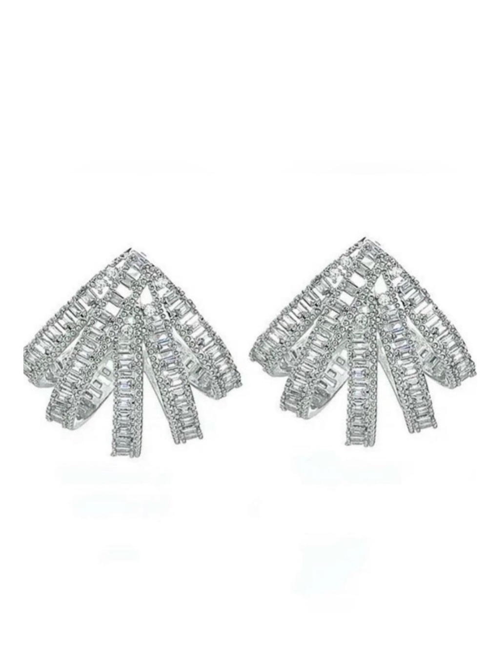 Claw White Gold Plated Made W Swarovski Crystal Women's Earrings Bridal Jewelry